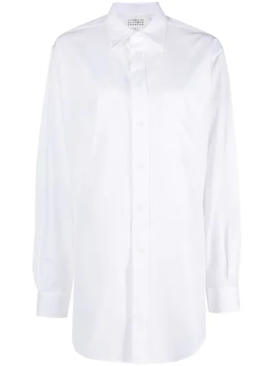 Maison Margiela Long Cotton Poplin Shirt In White