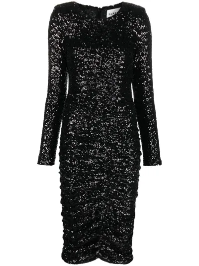 P.a.r.o.s.h Ruched Sequin-embellished Midi Dress In Black