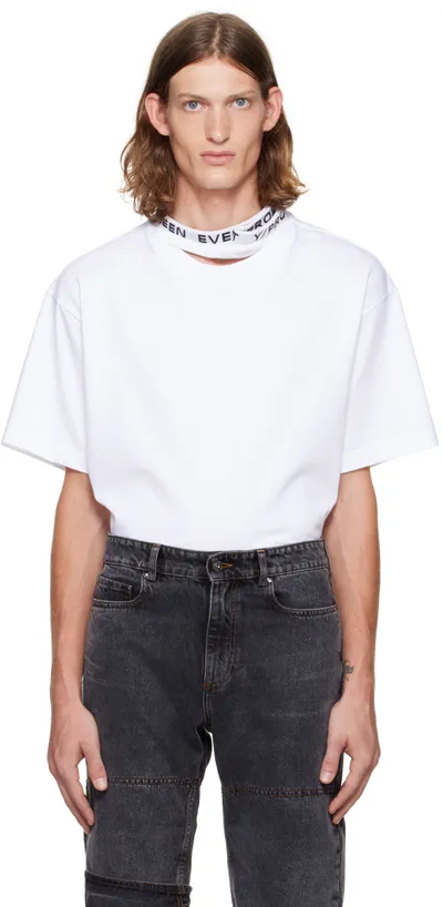 Y/project Asymmetric Logo-neck T-shirt In White