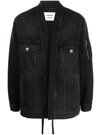 Ambush Black Long-sleeve Denim Jacket In Nero