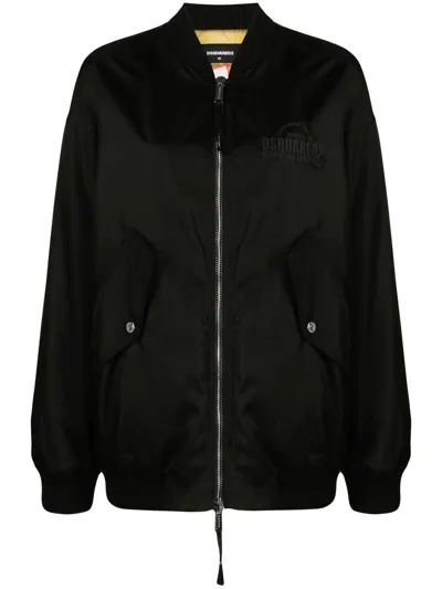 Dsquared2 Embroidered-logo Bomber Jacket In Schwarz