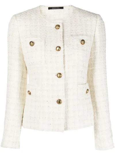 Tagliatore Beverly Single-breasted Tweed Jacket In White