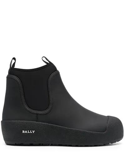 Bally 30mm Gadey Rubberized Leather Boots In Black