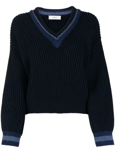 Pringle Of Scotland Chunky Ribbed-knit Jumper In Indigo