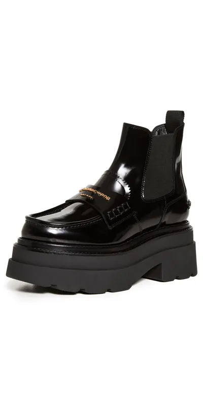 Alexander Wang Carter Leather Platform Ankle Boots In 001 Black