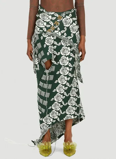 Louise Lyngh Bjerregaard Draped Knitted Skirt In Green