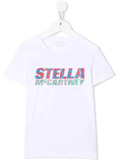 Stella Mccartney Sustainable Cotton Animal Print Logo T-shirt In Weiss