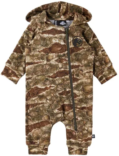 Molo Baby Khaki Jurassic World Edition Fowo Bodysuit In 6700 Dino Texture