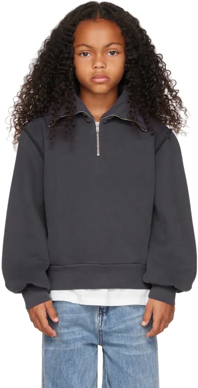 Longlivethequeen Kids Gray Half-zip Sweatshirt In 628 Dark Shadow