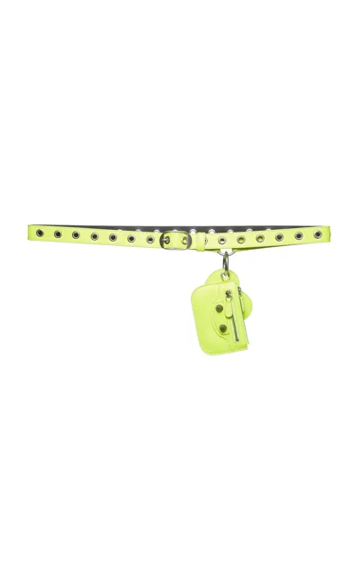 Balenciaga Le Cagole Embellished Crinkled-leather Belt In Yellow