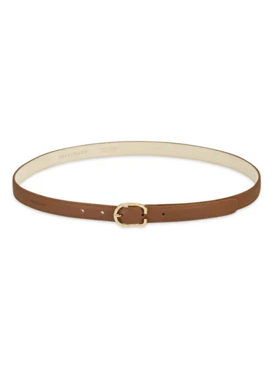 Longchamp Women's Le Foulonné Leather Ladies' Belt In Caramel