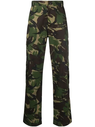 Martine Rose Green Camouflage Print Cargo Trousers