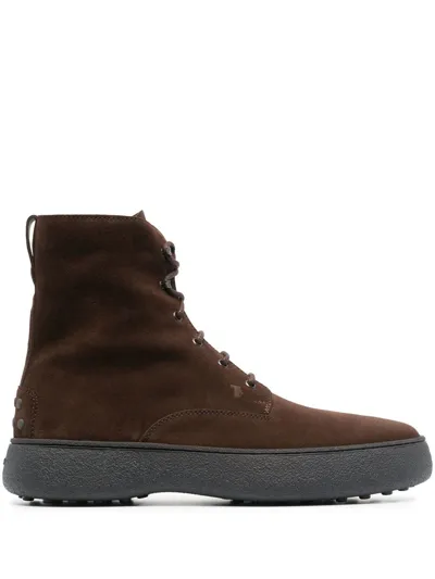 Tod's Lace-up Ankle Boots In Brown