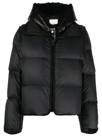 Yves Salomon Logo-patch Puffer Coat In Black