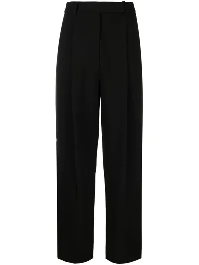 Self-portrait High-waist Straight Trousers In Black