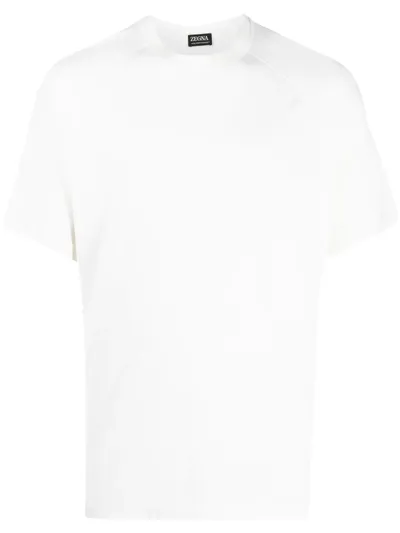 Zegna Short-sleeve Wool T-shirt In Nat Sld