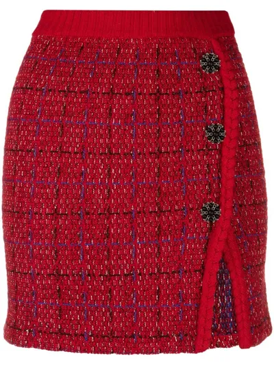 Self-portrait Self Portrait Melange Knit Mini Skirt In Red