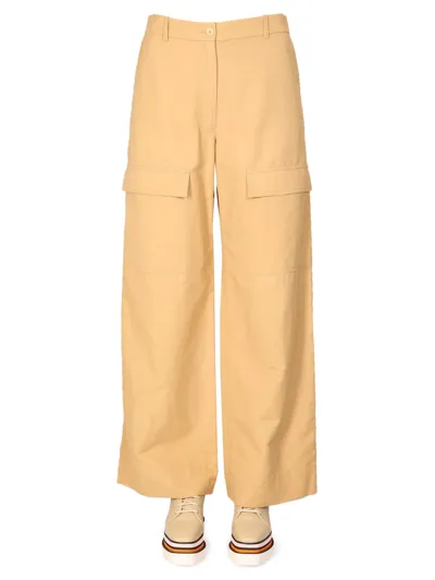 Stella Mccartney Wide Leg Cargo Pants In Beige