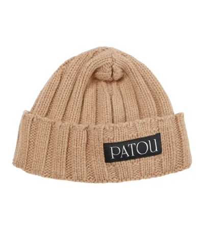 Patou Ribbed-knit Wool And Cashmere Beanie In Biscuit