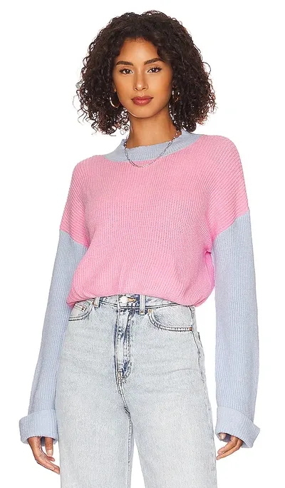 More To Come Kate Ribbed Sweater In Pink & Blue