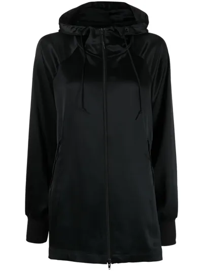 Y-3 Cl Tech Silk Hooded Top In Schwarz