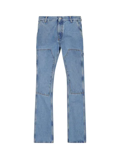 Off-white Arrows-logo Straight Leg Jeans In Blu