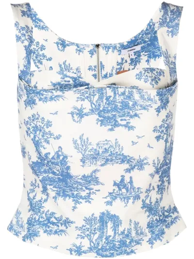 Miaou Imogene Toile-print Corset Top In Blue