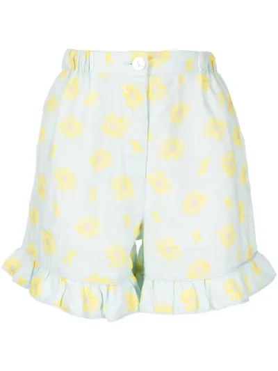 Helmstedt Mira Floral-print Linen Shorts In Blue