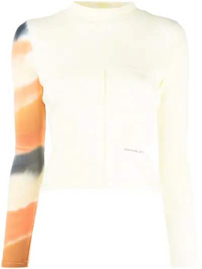 Eckhaus Latta Lapped Baby Long-sleeve Top In Yellow