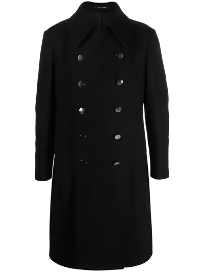 Tagliatore Double-breasted Wool Coat In Black