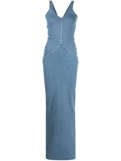 Alexander Wang Blue Fitted Denim Maxi Dress