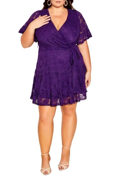 City Chic Trendy Plus Size Garden Kisses Dress In Dusty Lilac