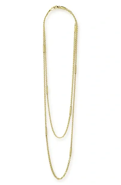 Lagos Signature Caviar Long Station Necklace In Gold