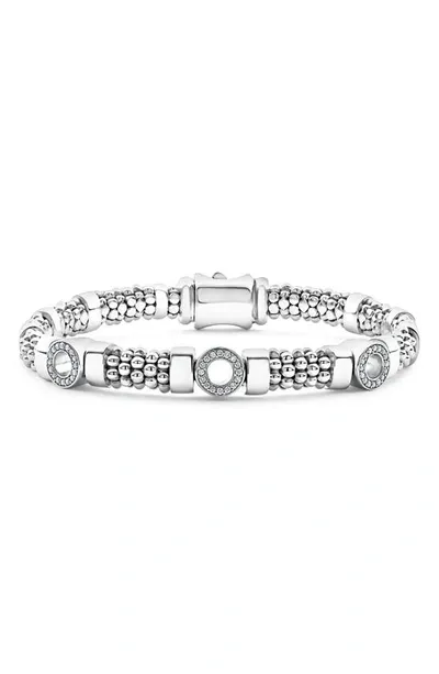 Lagos Caviar Spark Diamond Station Rope Bracelet In Silver