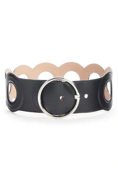 Alaïa Round Leather Belt In Nero