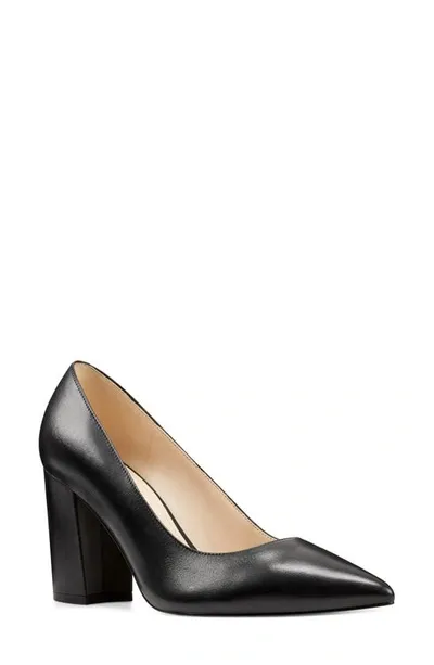 Nine West Cara Pointed Toe Pump In Black Leather