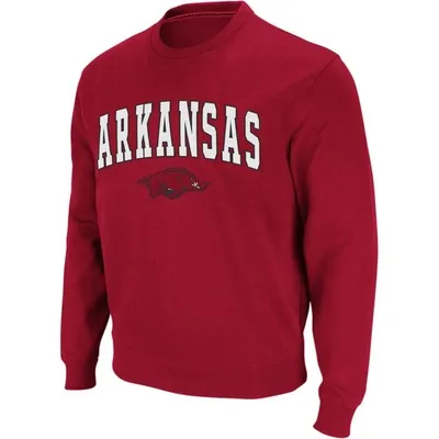 Colosseum Men's Arkansas Razorbacks Arch And Logo Crew Neck Sweatshirt In Cardinal