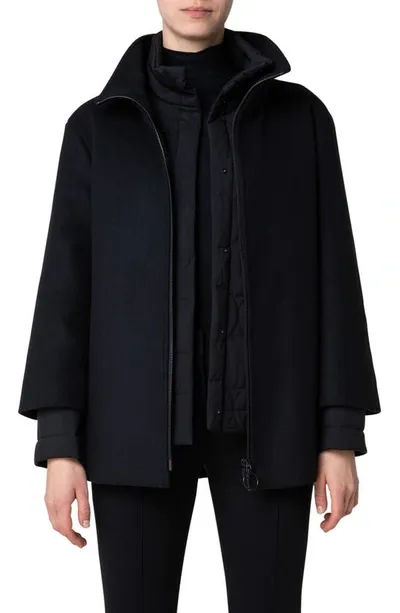 Akris Punto Felted Wool Car Coat In Black