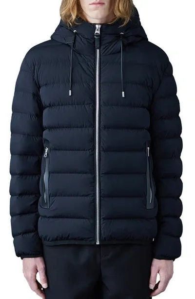 Mackage Jack Agile-360 Stretch Light Hooded Down Jacket In Black