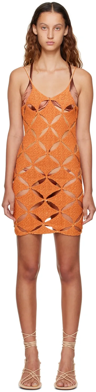 Isa Boulder Ssense Exclusive Orange & Yellow Reversible Minidress In Fanta