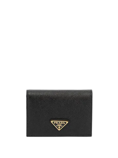 Prada Small Saffiano Leather Wallet In Nero