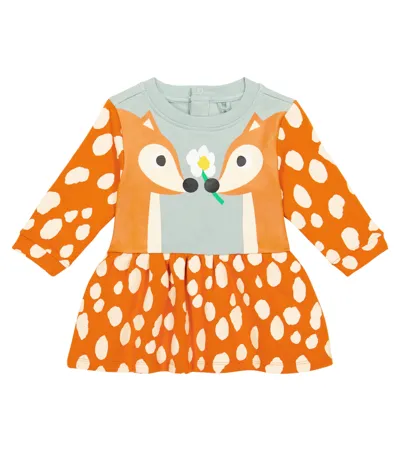 Stella Mccartney Baby Printed Cotton Dress In Avio