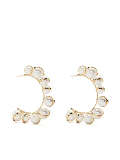 Rosantica Epica Pearl Hoop Earrings In Gold