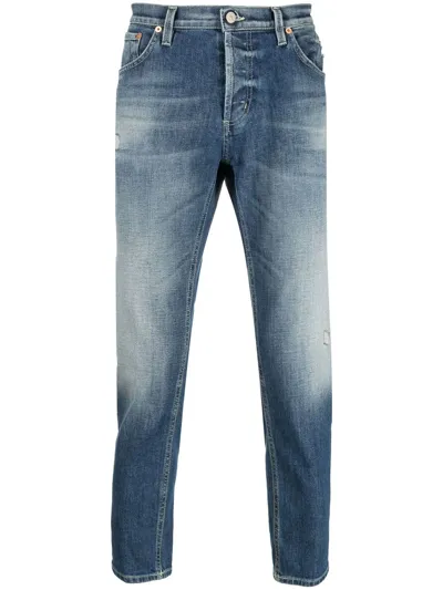 Dondup Faded Sim-cut Cropped Jeans In Blau