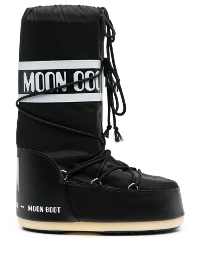 Moon Boot Logo Waterproof Nylon Snow Boots In Black