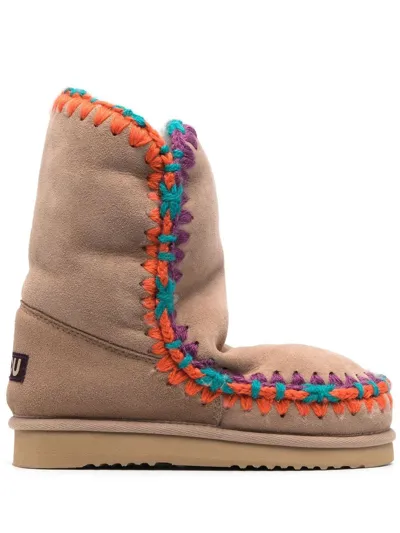 Mou Eskimo 24 Contrast-stitch Boots In Braun