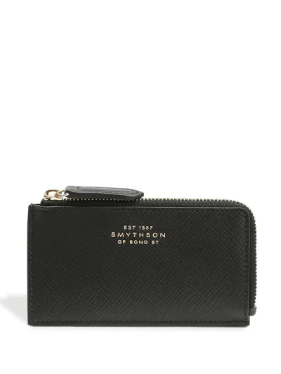 Smythson Panama Top-zip Coin Purse In Black