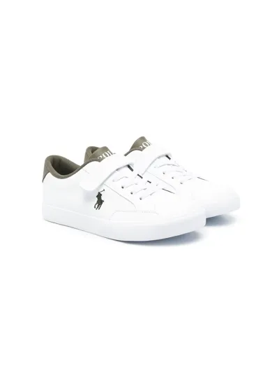 Ralph Lauren Kids' Embroidered Logo Touch-strap Sneakers In White