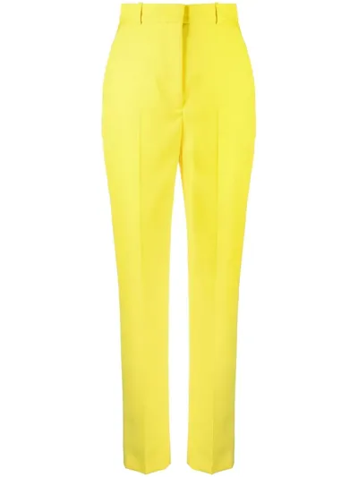 Alexander Mcqueen High-rise Slim-leg Cigarette Trousers In Brt.yellow