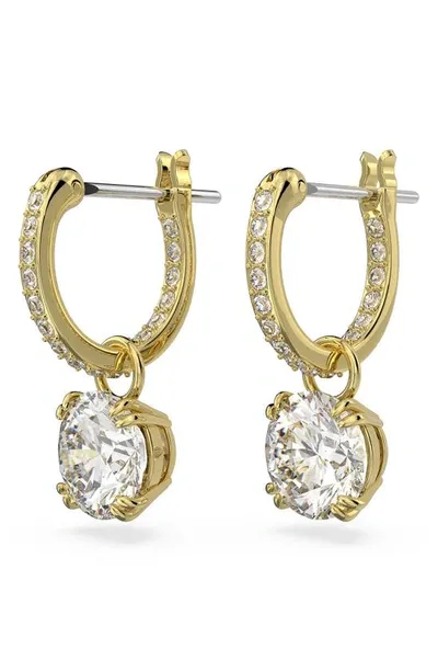 Swarovski Silver-tone Constella Crystal Drop Earrings In Gold